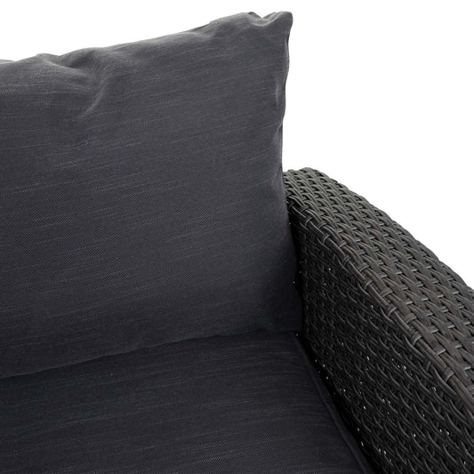 Cosmo Casa - Poly-Rotan Set - Tuinloungeset - Halfrond Gesponnen Polyrotan - Antraciet - Kussens Antraciet