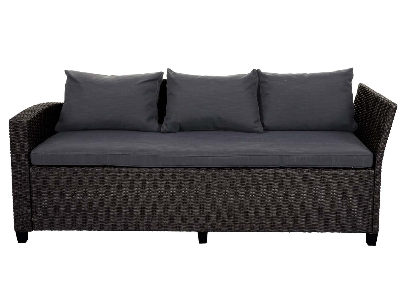 Cosmo Casa - Poly-Rotan Set - Tuinloungeset - Halfrond Gesponnen Polyrotan - Antraciet - Kussens Antraciet