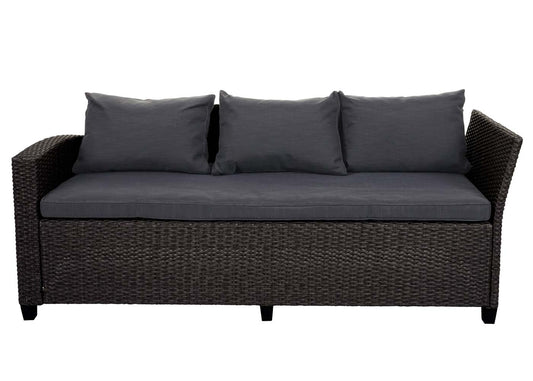 Cosmo Casa - Poly-Rotan Set - Tuinloungeset - Halfrond Gesponnen Polyrotan - Antraciet - Kussens Antraciet
