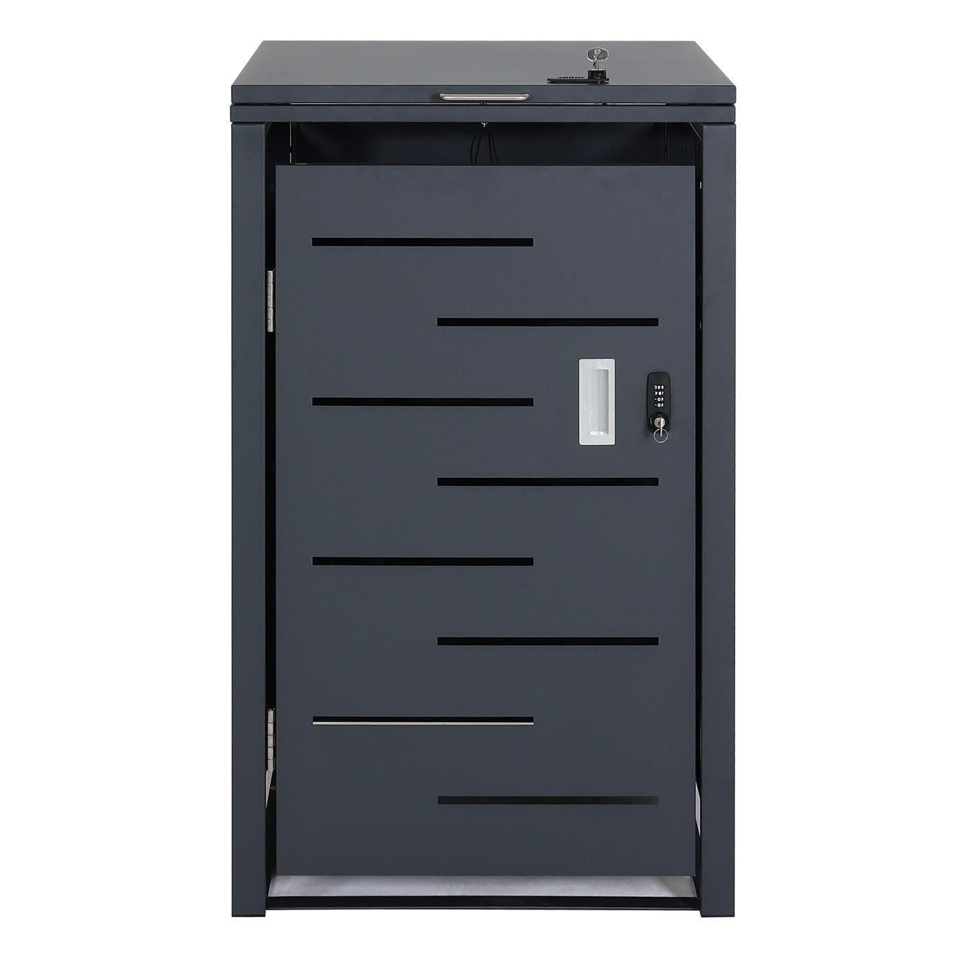 Cosmo Casa - Vuilnisbakdeksel 1-Delig - Vuilnisbakbak met Deksel - Uitbreidbaar - Staal - Antraciet - 103×60×62 cm / 24 kg