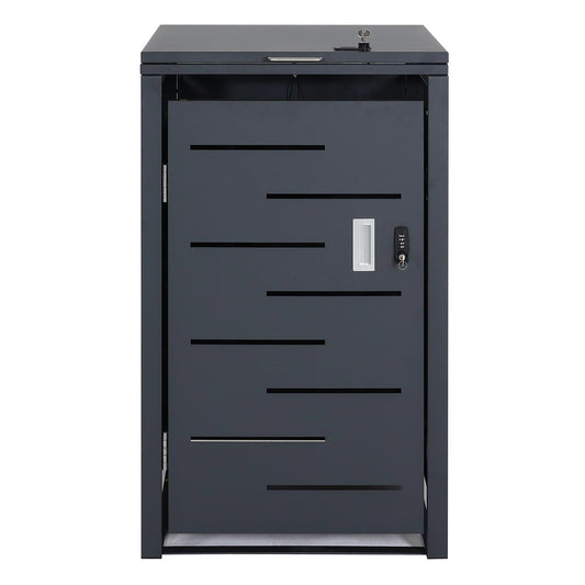 Cosmo Casa - Vuilnisbakdeksel 1-Delig - Vuilnisbakbak met Deksel - Uitbreidbaar - Staal - Antraciet - 103×60×62 cm / 24 kg