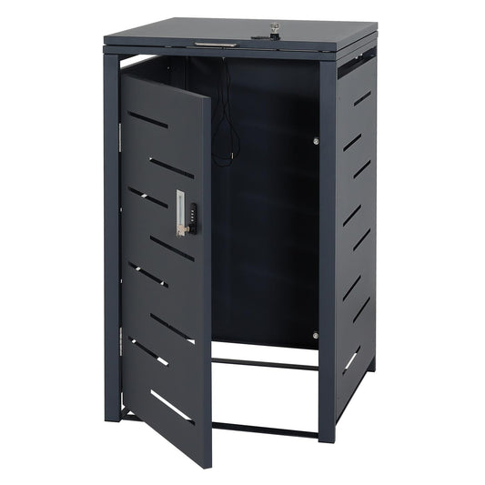 Cosmo Casa - Vuilnisbakdeksel 1-Delig - Vuilnisbakbak met Deksel - Uitbreidbaar - Staal - Antraciet - 103×60×62 cm / 24 kg