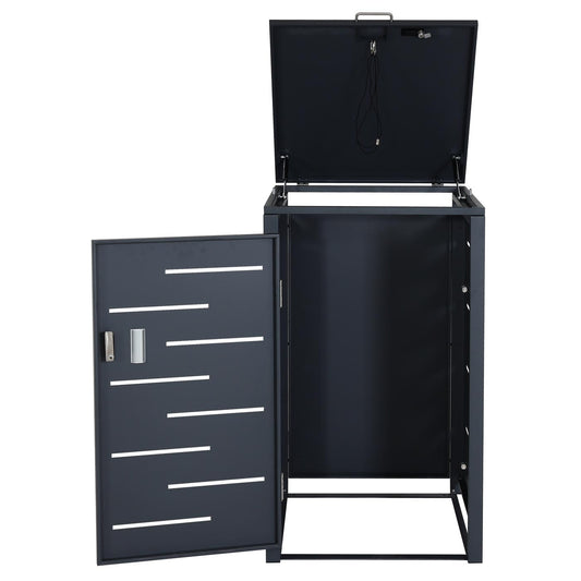 Cosmo Casa - Vuilnisbakdeksel 1-Delig - Vuilnisbakbak met Deksel - Uitbreidbaar - Staal - Antraciet - 103×60×62 cm / 24 kg