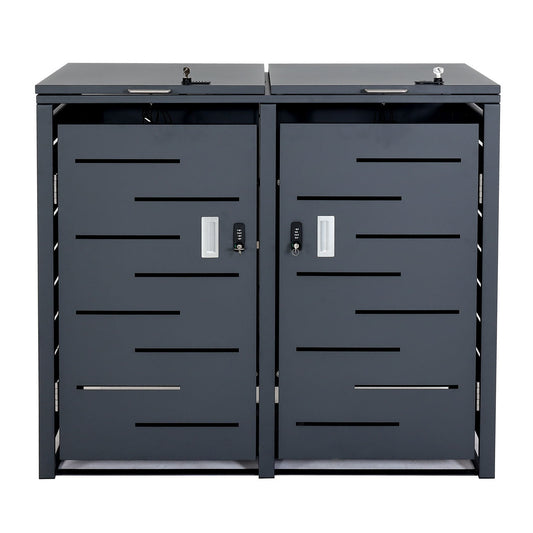 Cosmo Casa - Vuilnisbakdeksel 2-Delig - Vuilnisbakbak met Deksel - Uitbreidbaar - Staal - Antraciet - 103×115×63 cm / 38 kg