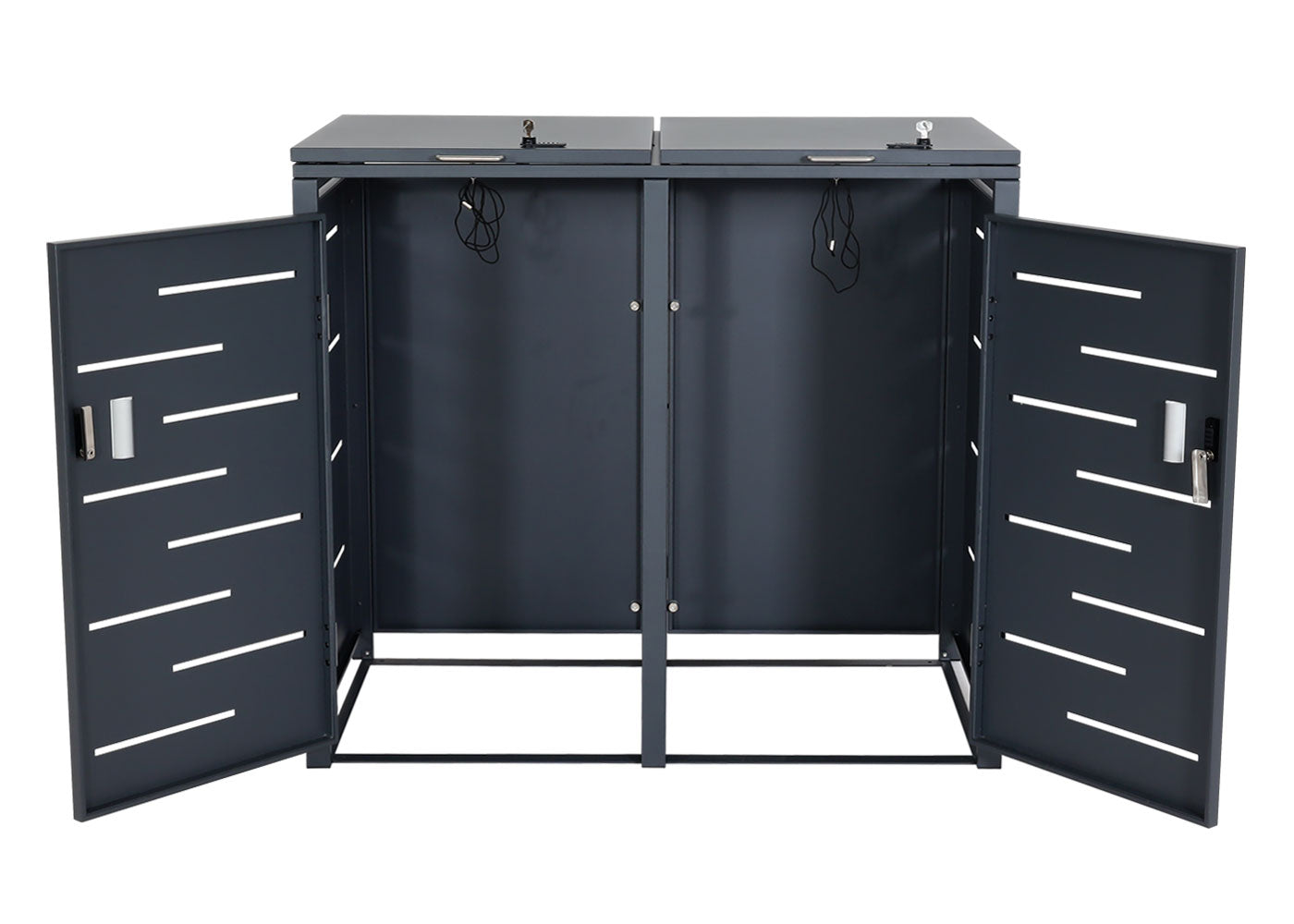 Cosmo Casa - Vuilnisbakdeksel 2-Delig - Vuilnisbakbak met Deksel - Uitbreidbaar - Staal - Antraciet - 103×115×63 cm / 38 kg