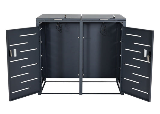 Cosmo Casa - Vuilnisbakdeksel 2-Delig - Vuilnisbakbak met Deksel - Uitbreidbaar - Staal - Antraciet - 103×115×63 cm / 38 kg