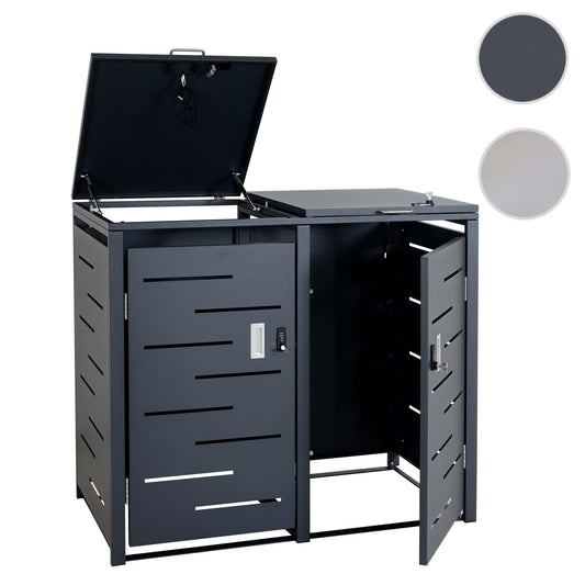 Cosmo Casa - Vuilnisbakdeksel 2-Delig - Vuilnisbakbak met Deksel - Uitbreidbaar - Staal - Antraciet - 103×115×63 cm / 38 kg