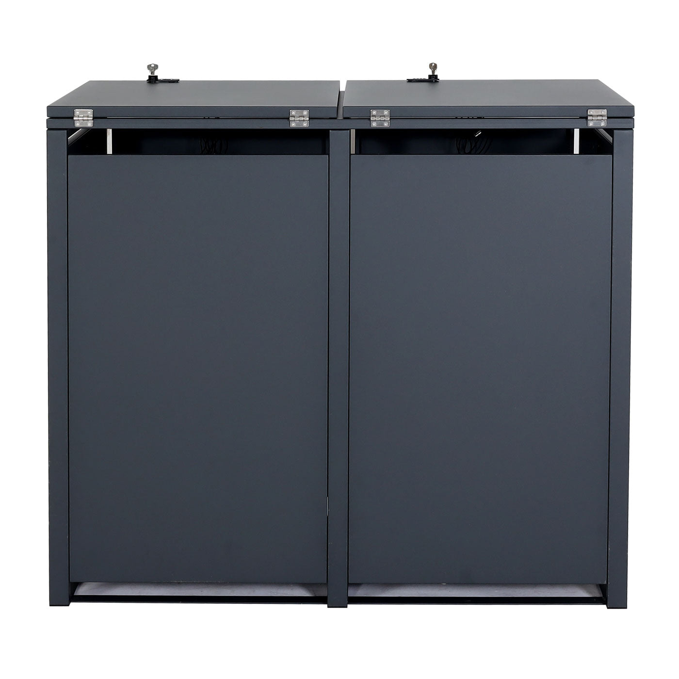 Cosmo Casa - Vuilnisbakdeksel 2-Delig - Vuilnisbakbak met Deksel - Uitbreidbaar - Staal - Antraciet - 103×115×63 cm / 38 kg