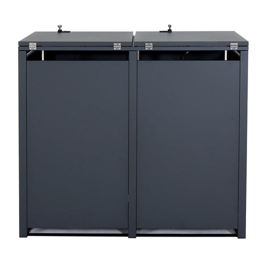 Cosmo Casa - Vuilnisbakdeksel 2-Delig - Vuilnisbakbak met Deksel - Uitbreidbaar - Staal - Antraciet - 103×115×63 cm / 38 kg