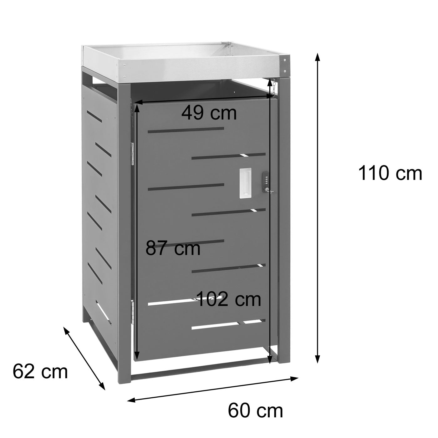 Cosmo Casa - 1-delige Vuilnisbakbekleding met Plantenbak - RVS-Metaal Combinatie - 24 kg - Uitbreidbaar - 110×60×62 cm