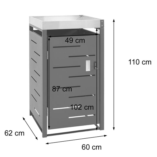 Cosmo Casa - 1-delige Vuilnisbakbekleding met Plantenbak - RVS-Metaal Combinatie - 24 kg - Uitbreidbaar - 110×60×62 cm
