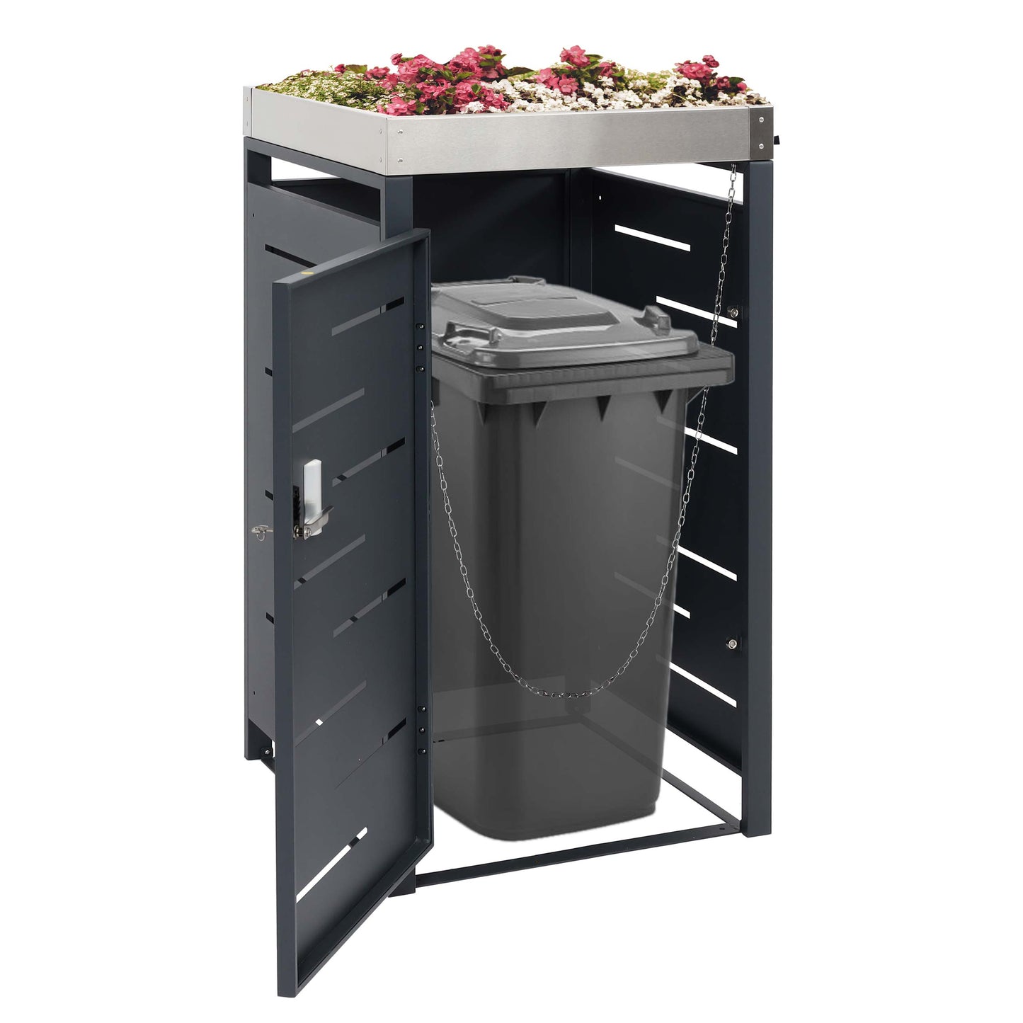 Cosmo Casa - 1-delige Vuilnisbakbekleding met Plantenbak - RVS-Metaal Combinatie - 24 kg - Uitbreidbaar - 110×60×62 cm