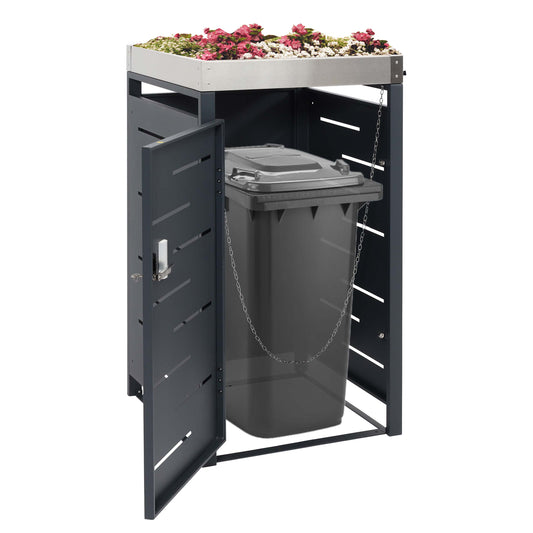 Cosmo Casa - 1-delige Vuilnisbakbekleding met Plantenbak - RVS-Metaal Combinatie - 24 kg - Uitbreidbaar - 110×60×62 cm