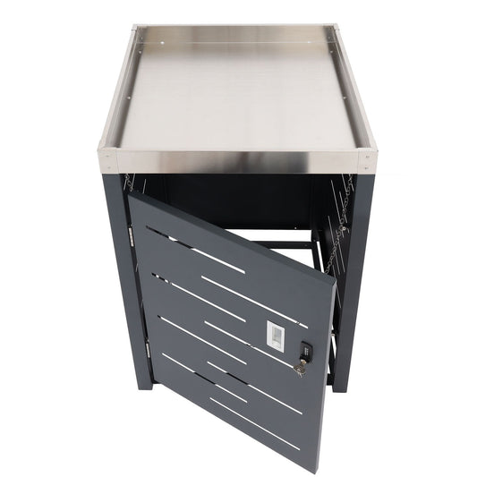 Cosmo Casa - 1-delige Vuilnisbakbekleding met Plantenbak - RVS-Metaal Combinatie - 24 kg - Uitbreidbaar - 110×60×62 cm