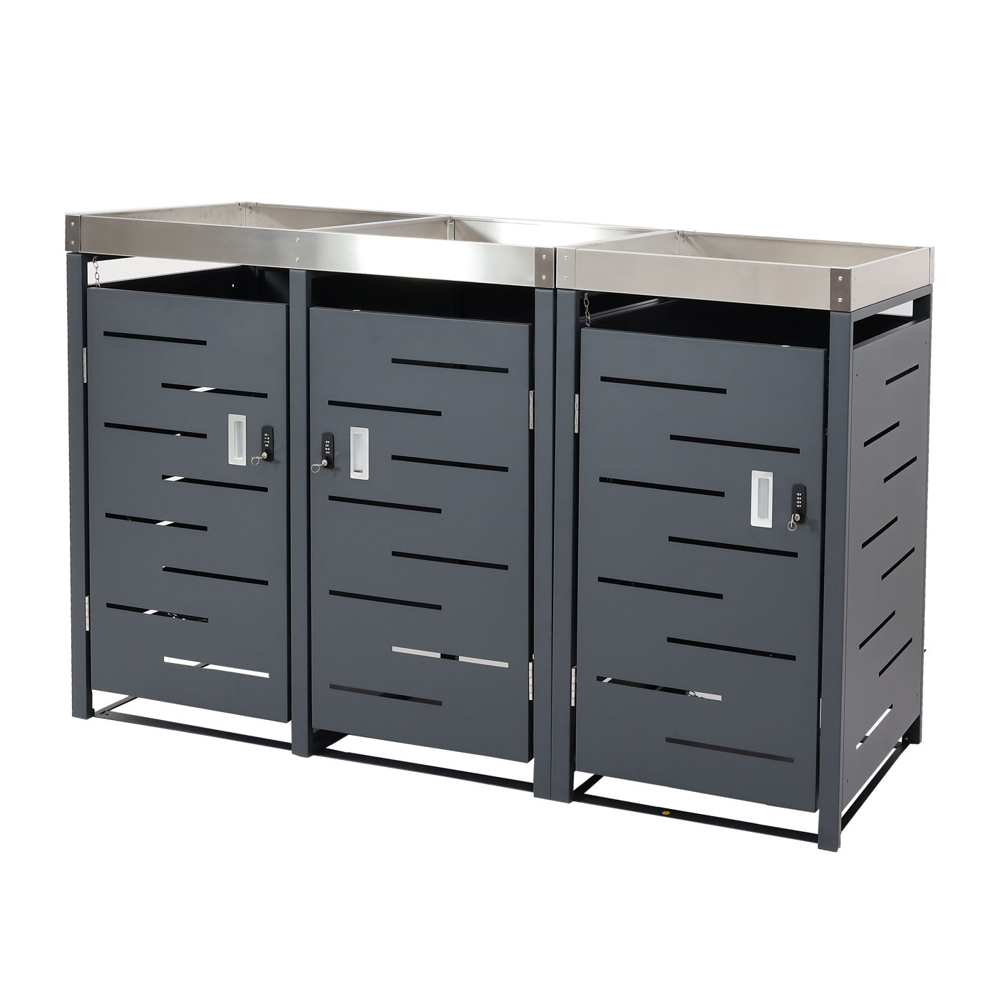 Cosmo Casa - 3-delige Vuilnisbakbekleding met Plantenbak - RVS-Metaal Combinatie - 63 kg - Uitbreidbaar - 110×175×62 cm