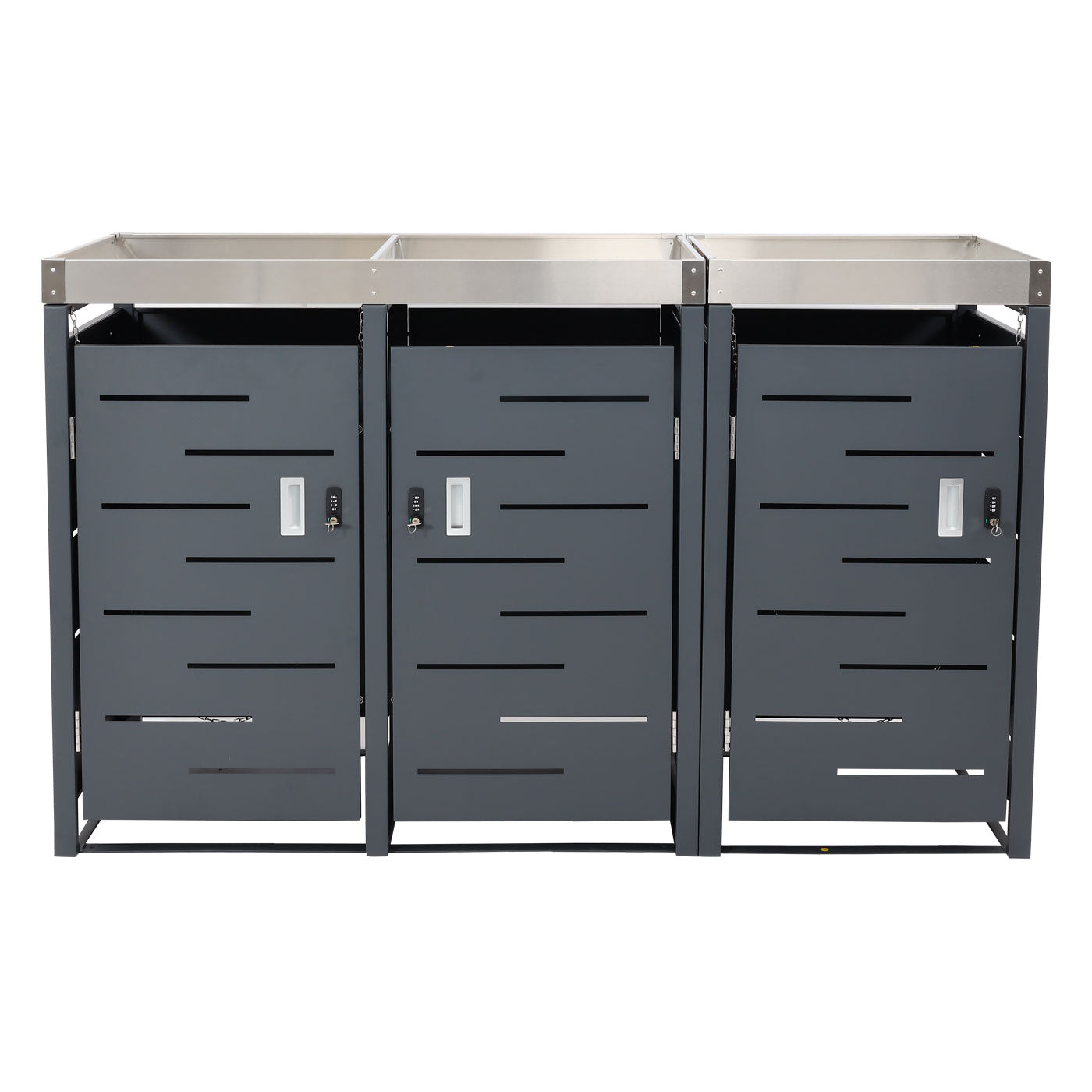 Cosmo Casa - 3-delige Vuilnisbakbekleding met Plantenbak - RVS-Metaal Combinatie - 63 kg - Uitbreidbaar - 110×175×62 cm