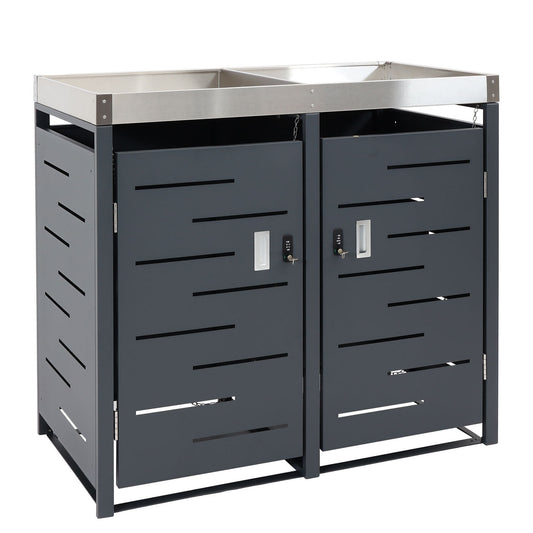 Cosmo Casa - 2-delige Vuilnisbakbekleding - Plantenbak - RVS & Metaal - 39 kg - 110×115×62 cm