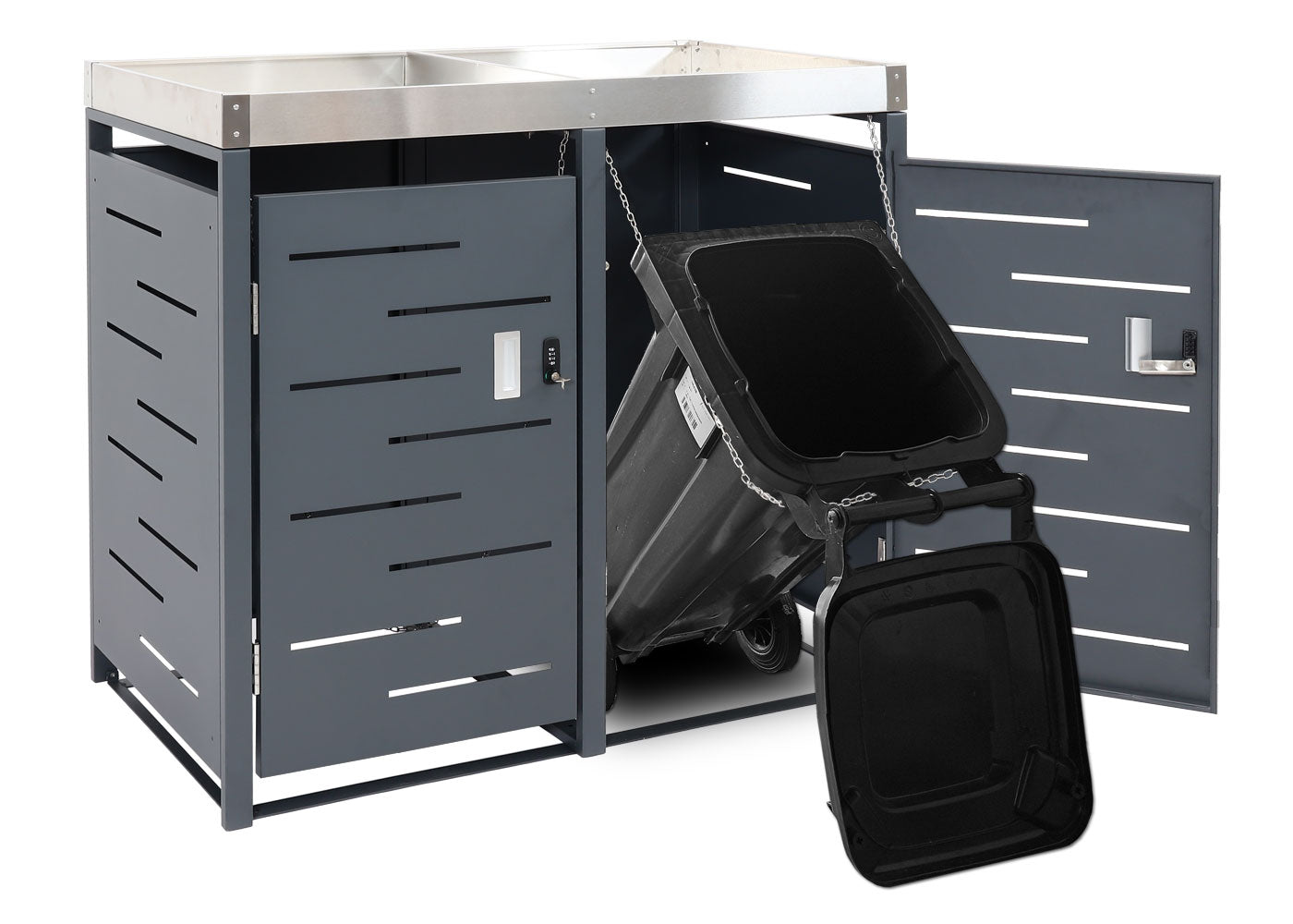 Cosmo Casa - 2-delige Vuilnisbakbekleding - Plantenbak - RVS & Metaal - 39 kg - 110×115×62 cm