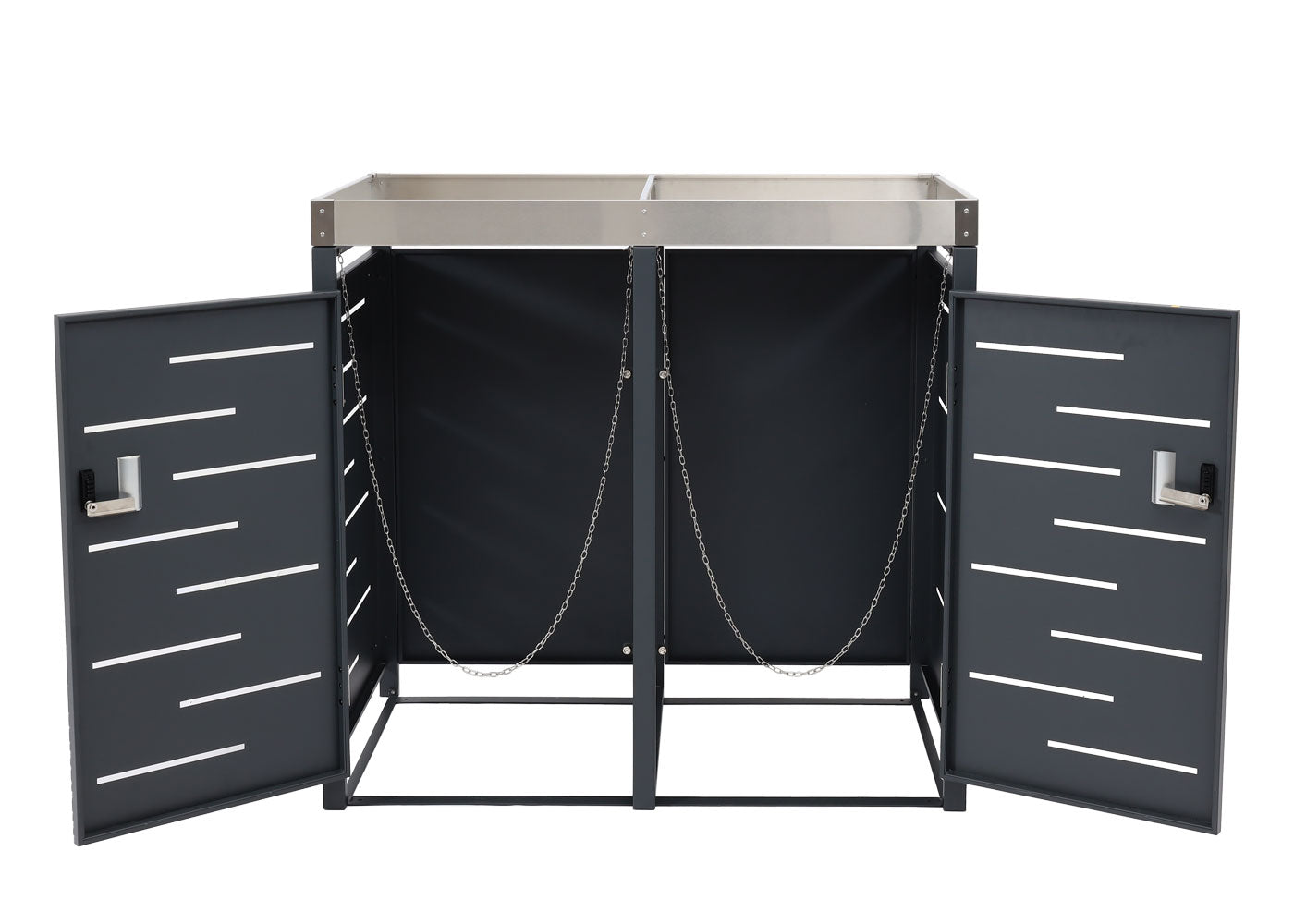 Cosmo Casa - 2-delige Vuilnisbakbekleding - Plantenbak - RVS & Metaal - 39 kg - 110×115×62 cm