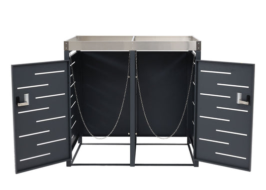 Cosmo Casa - 2-delige Vuilnisbakbekleding - Plantenbak - RVS & Metaal - 39 kg - 110×115×62 cm