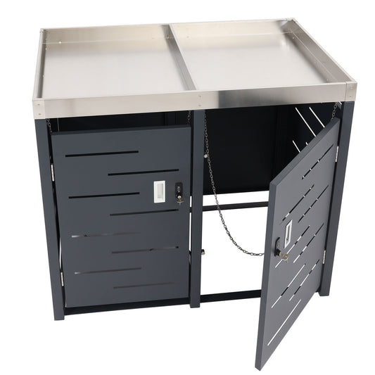 Cosmo Casa - 2-delige Vuilnisbakbekleding - Plantenbak - RVS & Metaal - 39 kg - 110×115×62 cm