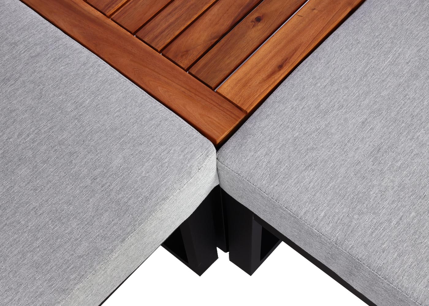 Cosmo Casa - Tuinset - Lounge Set met Bank - Aluminium & Acaciahout - Lichtgrijs