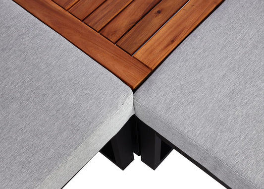 Cosmo Casa - Tuinset - Lounge Set met Bank - Aluminium & Acaciahout - Lichtgrijs