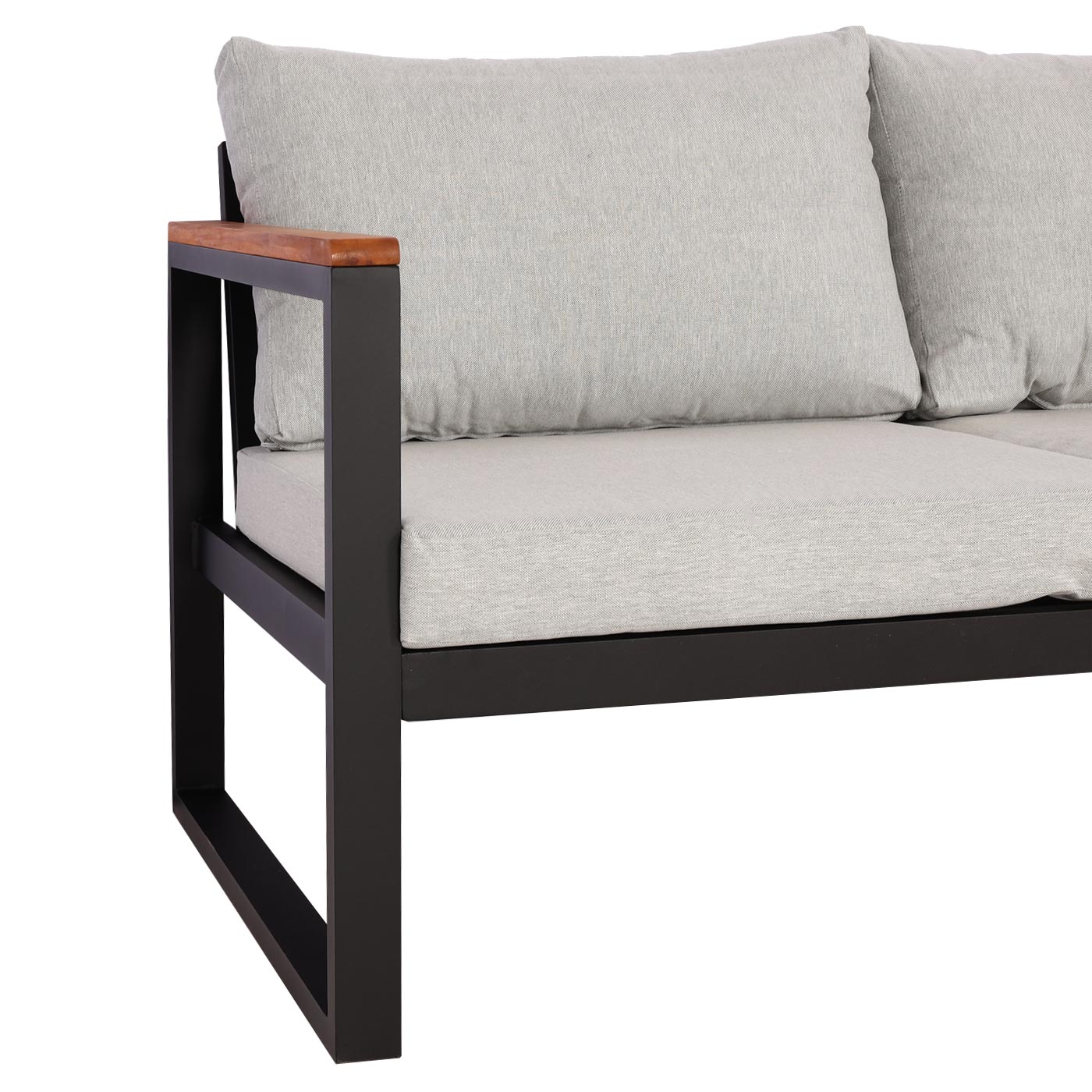 Cosmo Casa - Tuinset - Lounge Set met Bank - Aluminium & Acaciahout - Lichtgrijs