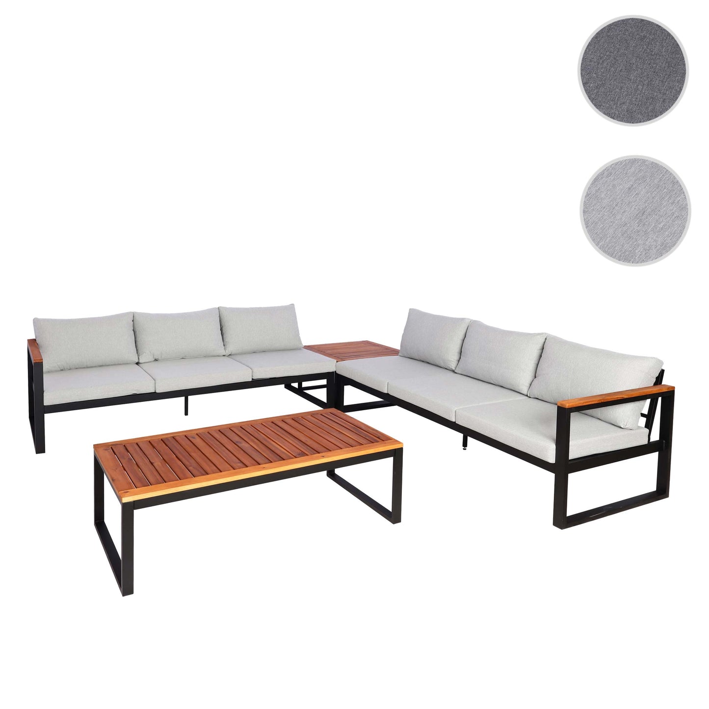 Cosmo Casa - Tuinset - Lounge Set met Bank - Aluminium & Acaciahout - Lichtgrijs
