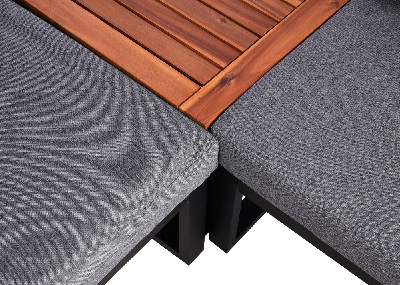 Cosmo Casa - Tuinset - Lounge Set met Bank - Aluminium & Acaciahout - Donkergrijs