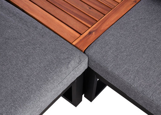 Cosmo Casa - Tuinset - Lounge Set met Bank - Aluminium & Acaciahout - Donkergrijs