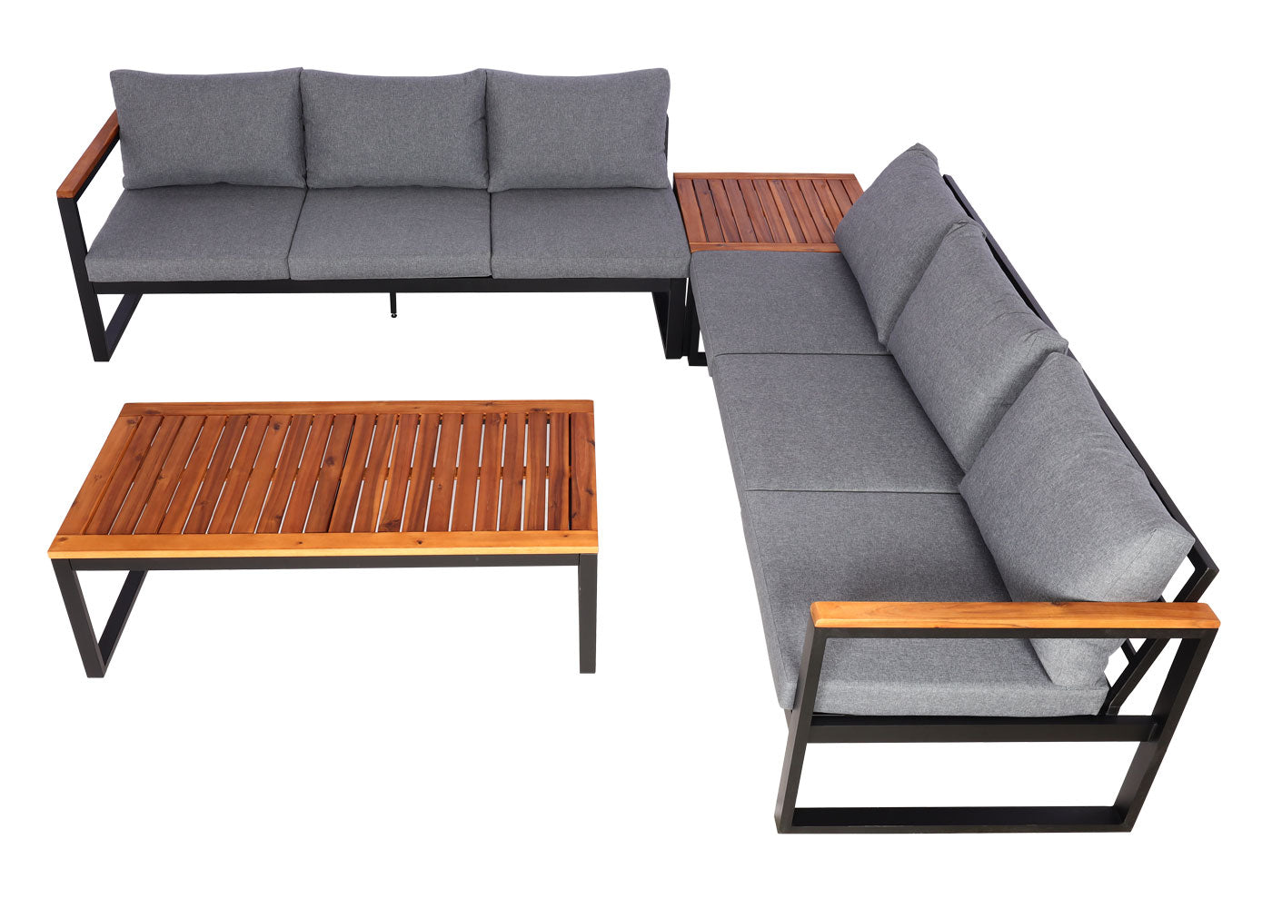 Cosmo Casa - Tuinset - Lounge Set met Bank - Aluminium & Acaciahout - Donkergrijs