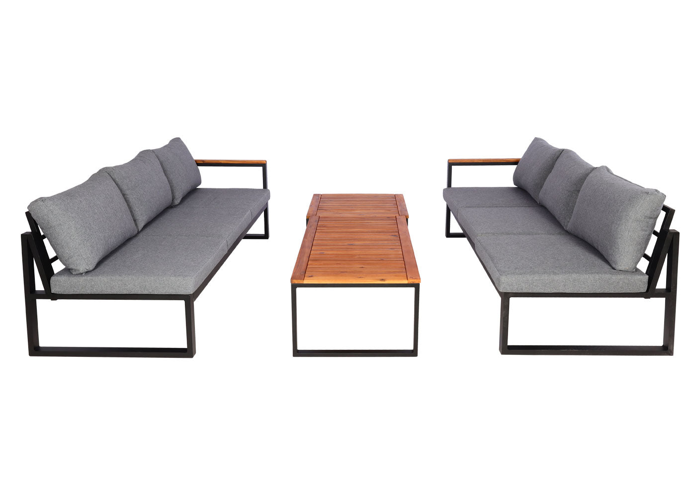 Cosmo Casa - Tuinset - Lounge Set met Bank - Aluminium & Acaciahout - Donkergrijs