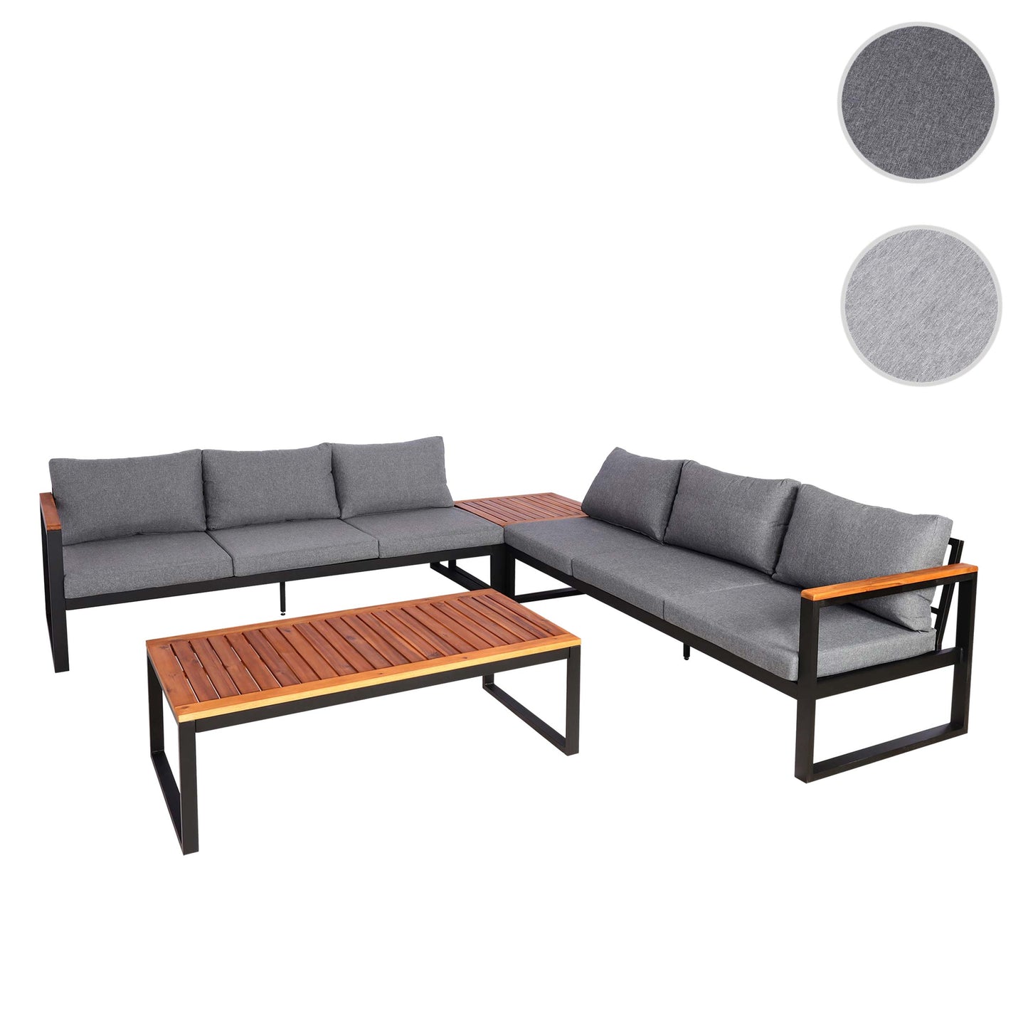 Cosmo Casa - Tuinset - Lounge Set met Bank - Aluminium & Acaciahout - Donkergrijs