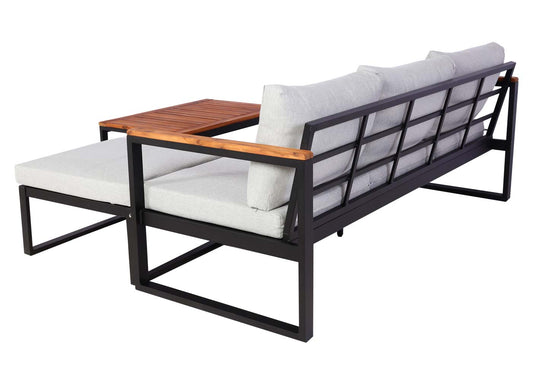 Cosmo Casa - Tuinset - Zitgroep Lounge met Bank - Aluminium & Acaciahout - Lichtgrijs