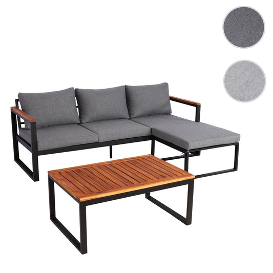 Cosmo Casa - Tuinset - Zitgroep Lounge met Bank - Aluminium & Acaciahout - Donkergrijs