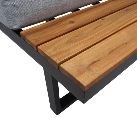 Cosmo Casa - Tuinset - Zitgroep Lounge met Bank - Poly & Aluminium & Acaciahout - Lichtgrijs