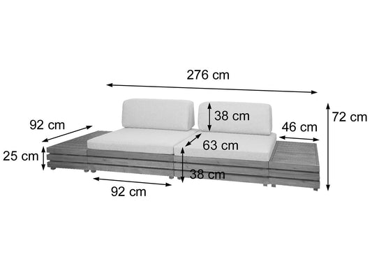 Cosmo Casa - Tuinset - Zitgroep met Loungefauteuil & Bank - Gesponnen Poly & Acaciahout & Aluminium - Donkergrijs - Bekleding Donkergrijs