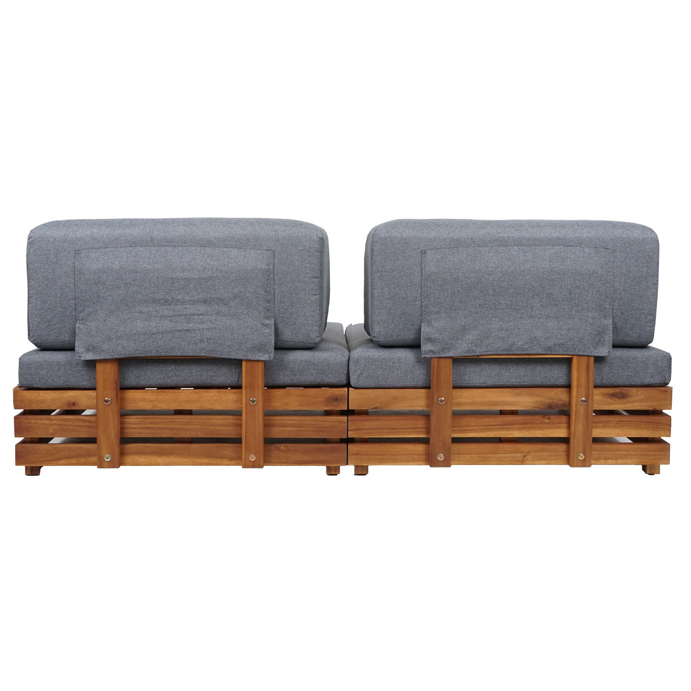 Cosmo Casa - Tuinset - Zitgroep met Loungefauteuil & Bank - Gesponnen Poly & Acaciahout & Aluminium - Donkergrijs - Bekleding Donkergrijs