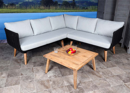 Cosmo Casa - Tuinset - Lounge Set met Bank - Acaciahout - Bekleding Lichtgrijs - MVG-Gecertificeerd