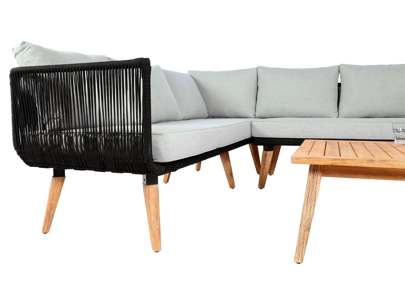 Cosmo Casa - Tuinset - Lounge Set met Bank - Acaciahout - Bekleding Lichtgrijs - MVG-Gecertificeerd