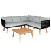 Cosmo Casa - Tuinset - Lounge Set met Bank - Acaciahout - Bekleding Lichtgrijs - MVG-Gecertificeerd