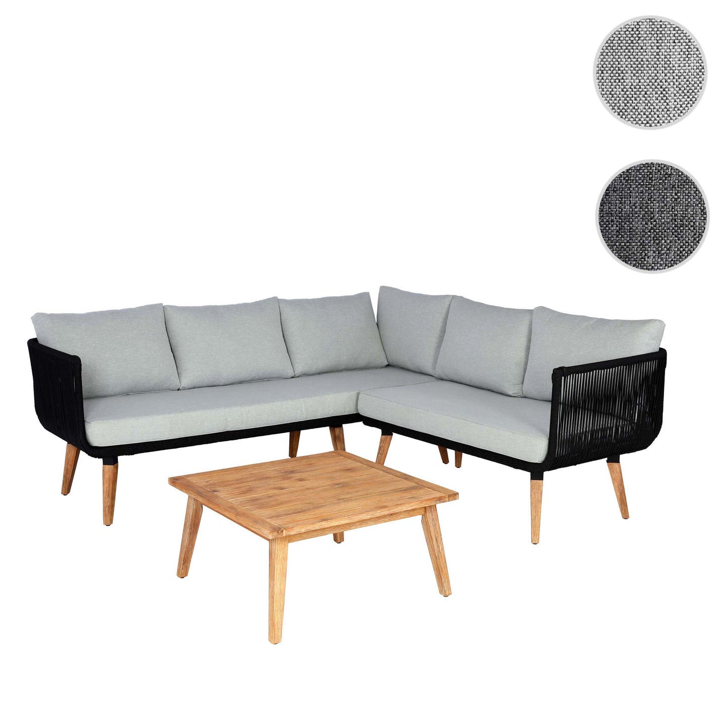 Cosmo Casa - Tuinset - Lounge Set met Bank - Acaciahout - Bekleding Lichtgrijs - MVG-Gecertificeerd