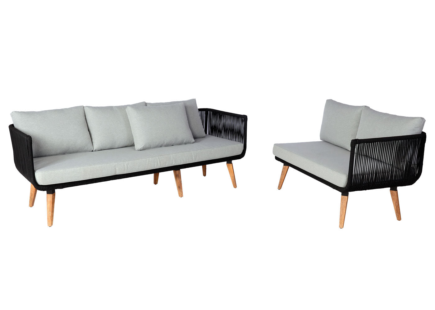 Cosmo Casa - Tuinset - Lounge Set met Bank - Acaciahout - Bekleding Lichtgrijs - MVG-Gecertificeerd