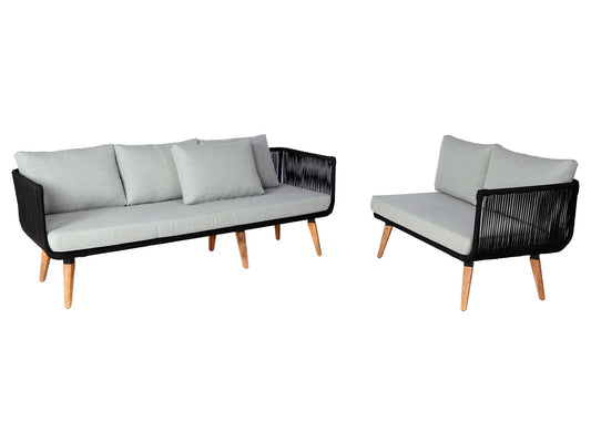 Cosmo Casa - Tuinset - Lounge Set met Bank - Acaciahout - Bekleding Lichtgrijs - MVG-Gecertificeerd
