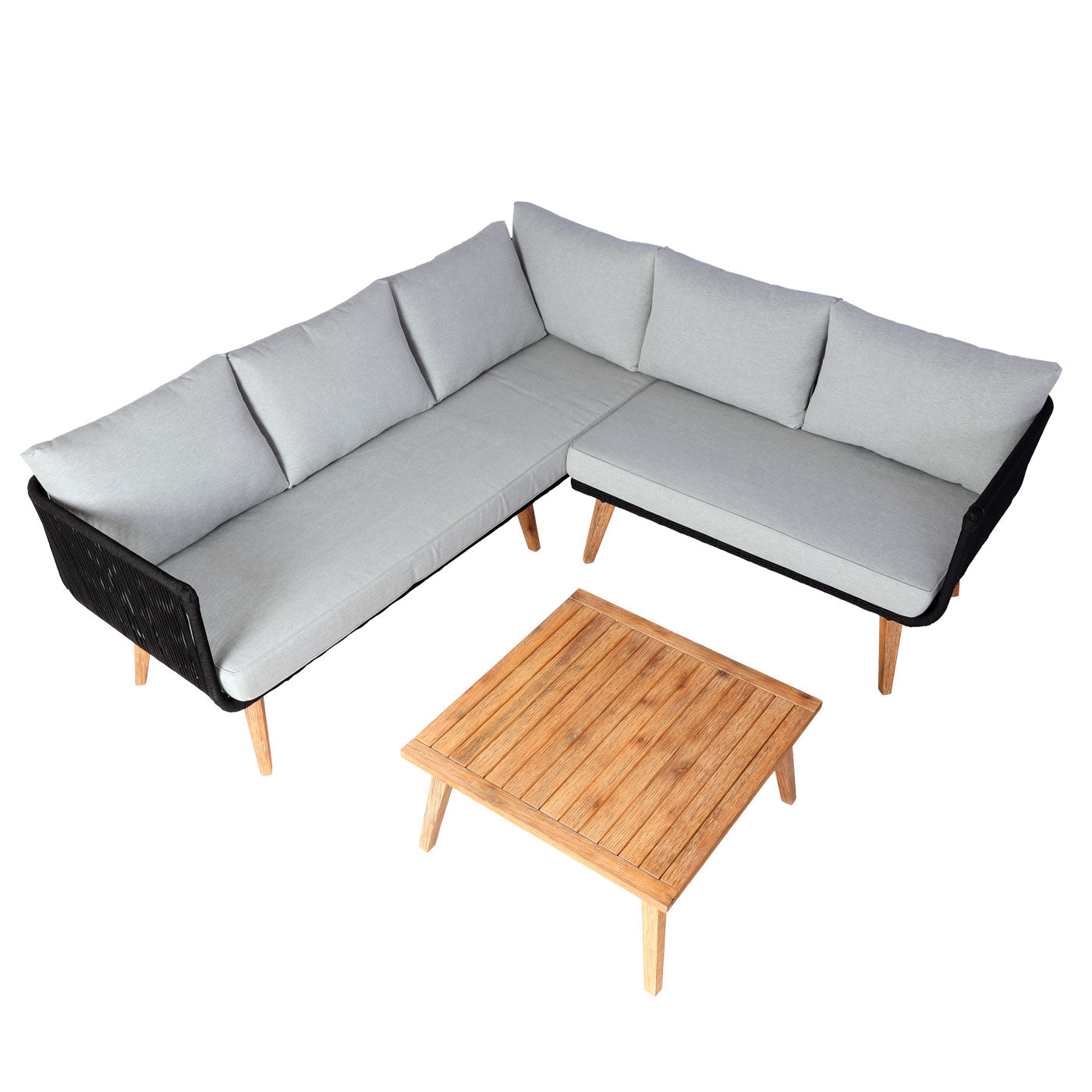 Cosmo Casa - Tuinset - Lounge Set met Bank - Acaciahout - Bekleding Lichtgrijs - MVG-Gecertificeerd