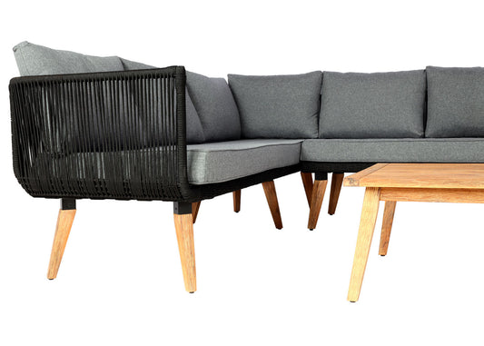 Cosmo Casa - Tuinset - Lounge Set met Bank - Acaciahout - Bekleding Donkergrijs - MVG-Gecertificeerd