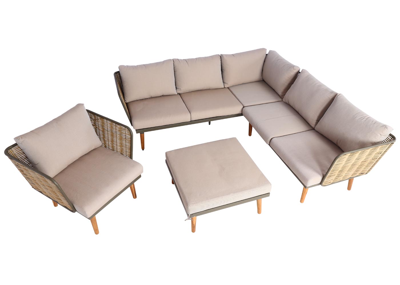 Cosmo Casa - Tuinset - Lounge Set met Bank - Acaciahout & Aluminium - Lichtgrijs