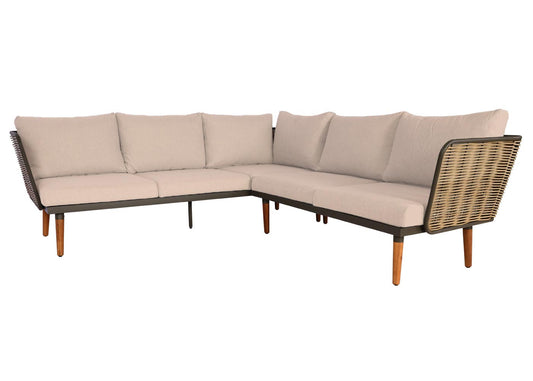 Cosmo Casa - Tuinset - Lounge Set met Bank - Acaciahout & Aluminium - Lichtgrijs