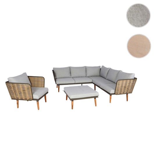 Cosmo Casa - Tuinset - Lounge Set met Bank - Polyrotan & Metaal - Lichtgrijs